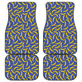 Blue And Yellow Banana Pattern Print Front and Back Car Floor Mats