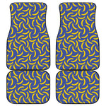 Blue And Yellow Banana Pattern Print Front and Back Car Floor Mats