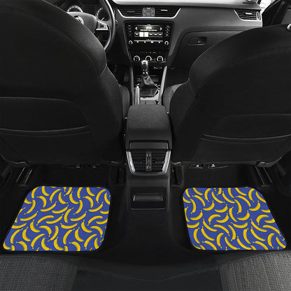 Blue And Yellow Banana Pattern Print Front and Back Car Floor Mats
