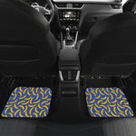 Blue And Yellow Banana Pattern Print Front and Back Car Floor Mats