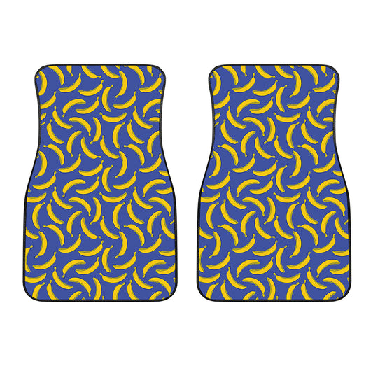 Blue And Yellow Banana Pattern Print Front Car Floor Mats