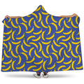 Blue And Yellow Banana Pattern Print Hooded Blanket