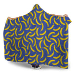 Blue And Yellow Banana Pattern Print Hooded Blanket