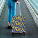 Blue And Yellow Banana Pattern Print Luggage Cover