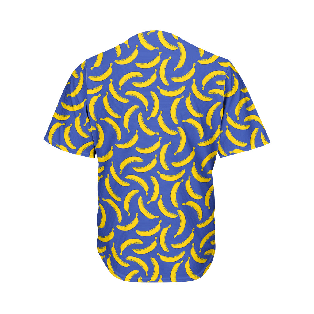 Blue And Yellow Banana Pattern Print Men's Baseball Jersey