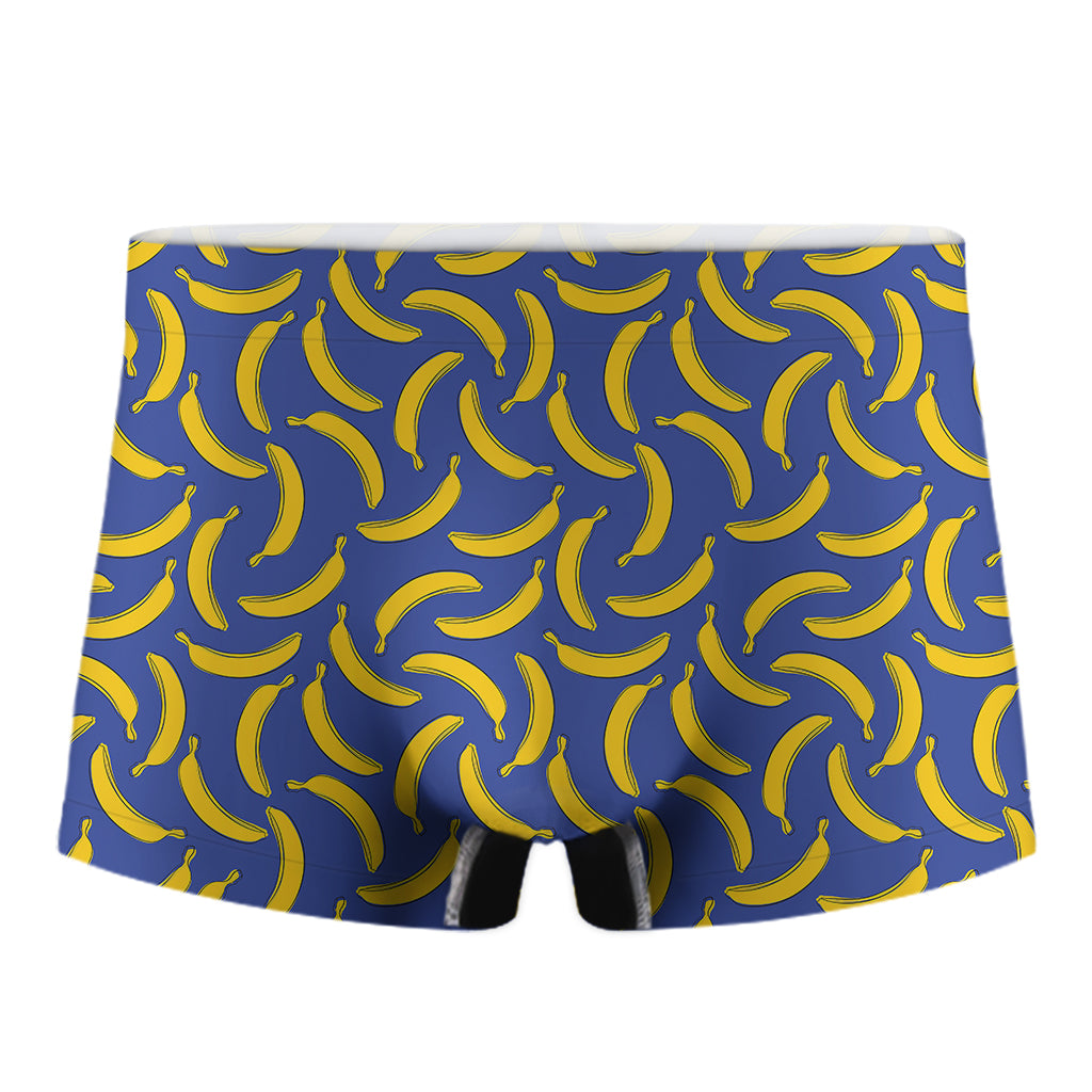 Blue And Yellow Banana Pattern Print Men's Boxer Briefs