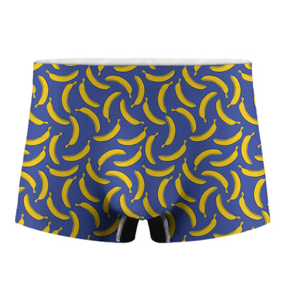 Blue And Yellow Banana Pattern Print Men's Boxer Briefs
