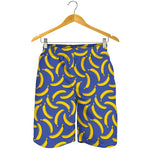 Blue And Yellow Banana Pattern Print Men's Shorts