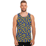 Blue And Yellow Banana Pattern Print Men's Tank Top
