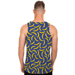 Blue And Yellow Banana Pattern Print Men's Tank Top