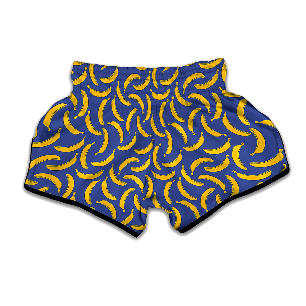 Blue And Yellow Banana Pattern Print Muay Thai Boxing Shorts