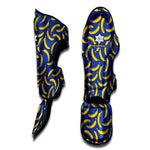 Blue And Yellow Banana Pattern Print Muay Thai Shin Guard