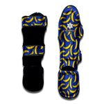 Blue And Yellow Banana Pattern Print Muay Thai Shin Guard