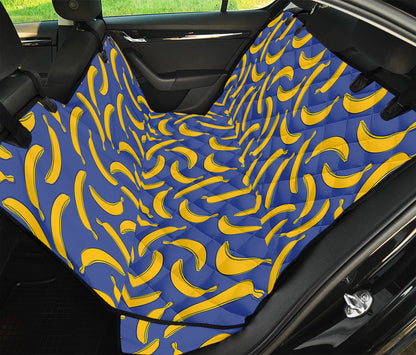 Blue And Yellow Banana Pattern Print Pet Car Back Seat Cover
