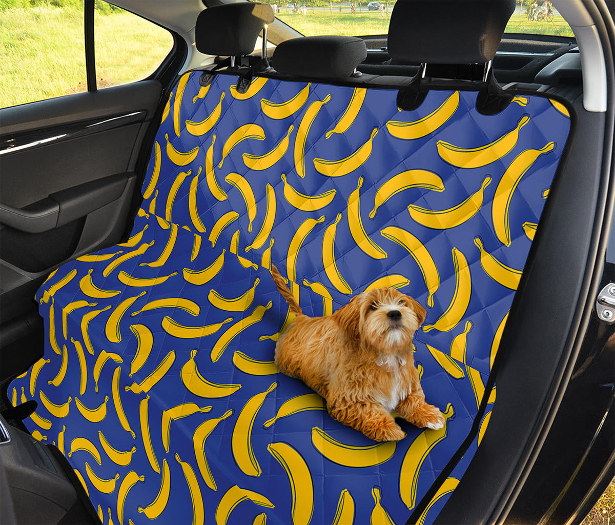 Blue And Yellow Banana Pattern Print Pet Car Back Seat Cover