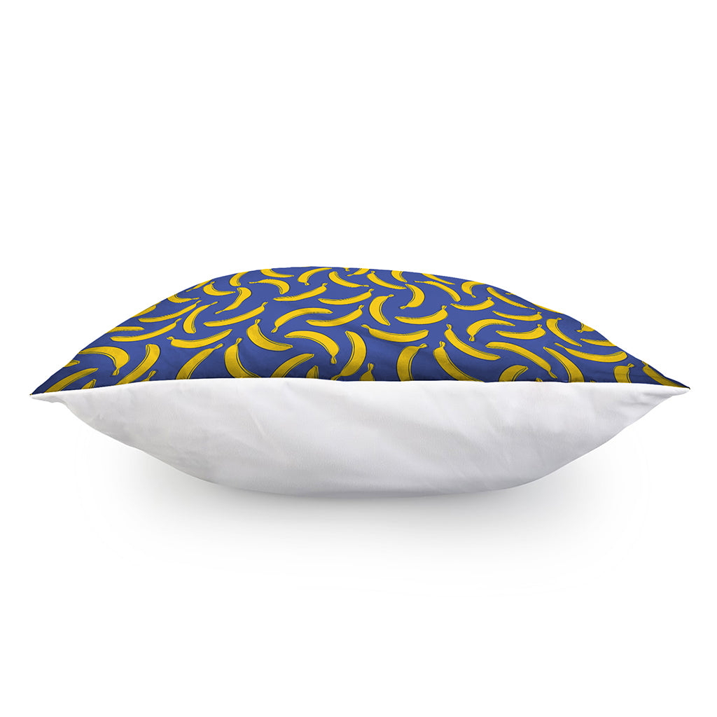 Blue And Yellow Banana Pattern Print Pillow Cover