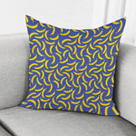 Blue And Yellow Banana Pattern Print Pillow Cover