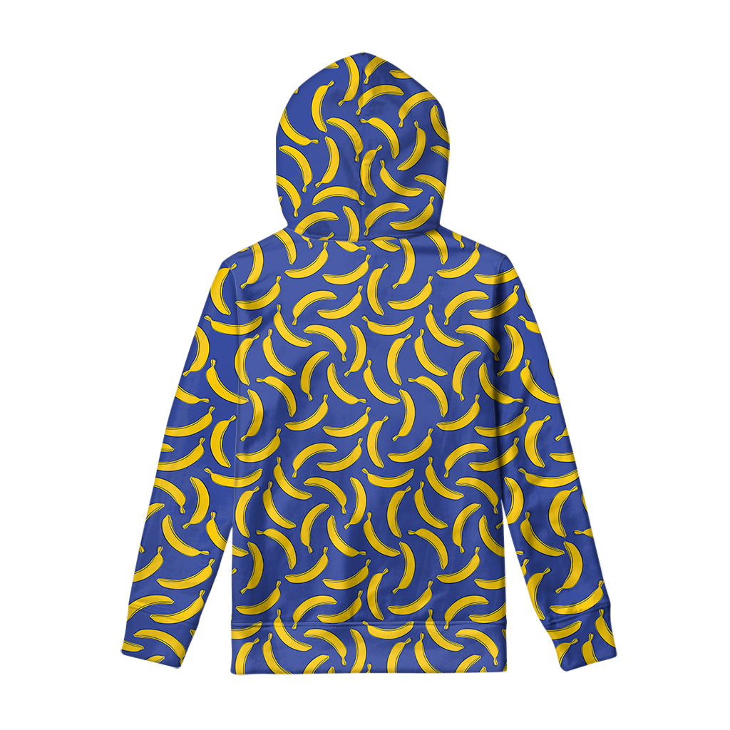 Blue And Yellow Banana Pattern Print Pullover Hoodie