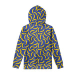 Blue And Yellow Banana Pattern Print Pullover Hoodie