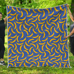 Blue And Yellow Banana Pattern Print Quilt
