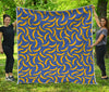 Blue And Yellow Banana Pattern Print Quilt