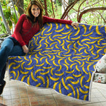 Blue And Yellow Banana Pattern Print Quilt
