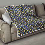 Blue And Yellow Banana Pattern Print Quilt