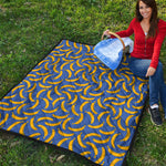 Blue And Yellow Banana Pattern Print Quilt