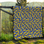 Blue And Yellow Banana Pattern Print Quilt