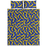Blue And Yellow Banana Pattern Print Quilt Bed Set