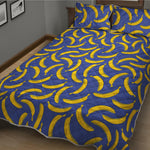 Blue And Yellow Banana Pattern Print Quilt Bed Set