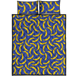 Blue And Yellow Banana Pattern Print Quilt Bed Set