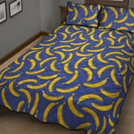 Blue And Yellow Banana Pattern Print Quilt Bed Set