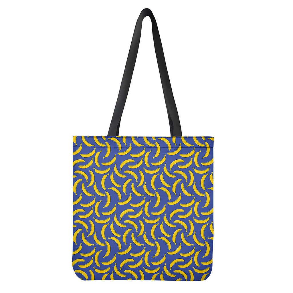 Blue And Yellow Banana Pattern Print Tote Bag