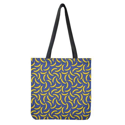 Blue And Yellow Banana Pattern Print Tote Bag