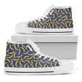 Blue And Yellow Banana Pattern Print White High Top Sneakers