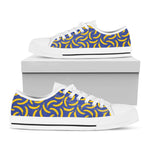 Blue And Yellow Banana Pattern Print White Low Top Shoes