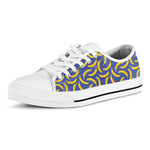 Blue And Yellow Banana Pattern Print White Low Top Shoes