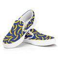 Blue And Yellow Banana Pattern Print White Slip On Sneakers