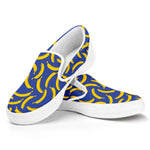 Blue And Yellow Banana Pattern Print White Slip On Shoes