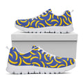 Blue And Yellow Banana Pattern Print White Running Shoes
