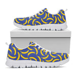 Blue And Yellow Banana Pattern Print White Sneakers