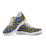Blue And Yellow Banana Pattern Print White Sneakers