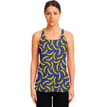 Blue And Yellow Banana Pattern Print Women's Racerback Tank Top