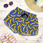 Blue And Yellow Banana Pattern Print Women's Shorts