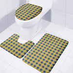 Blue And Yellow Buffalo Check Print 3 Piece Bath Mat Set