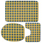 Blue And Yellow Buffalo Check Print 3 Piece Bath Mat Set