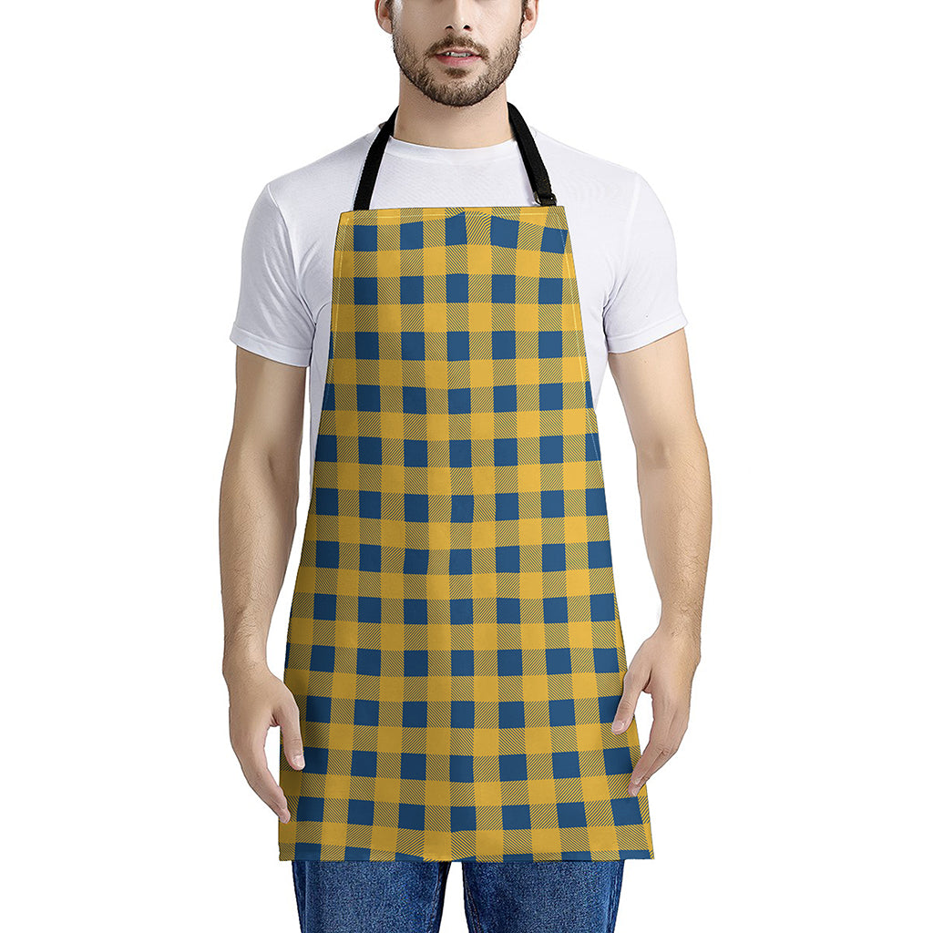 Blue And Yellow Buffalo Check Print Apron