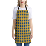 Blue And Yellow Buffalo Check Print Apron