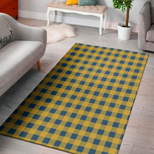 Blue And Yellow Buffalo Check Print Area Rug